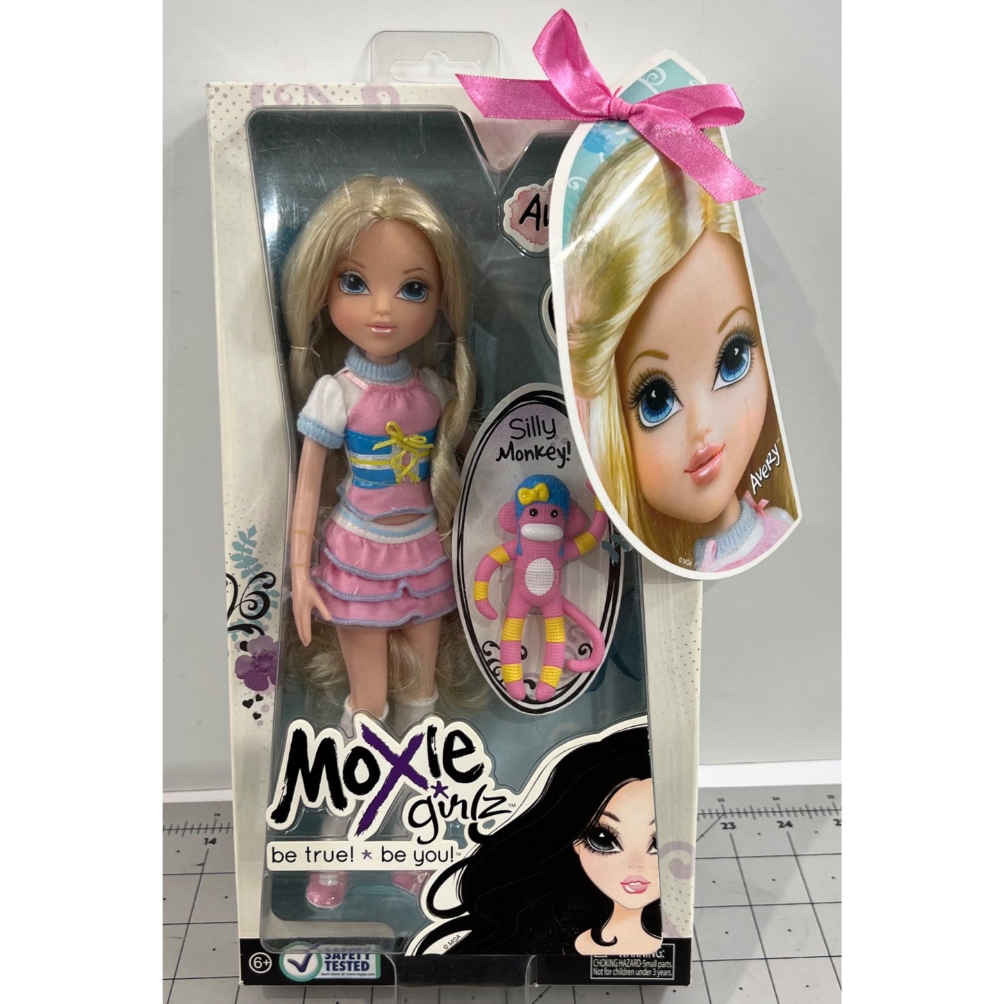 Moxie Girlz Be True Be You “Avery” Dollpack w/Silly Sock Monkey Friend New