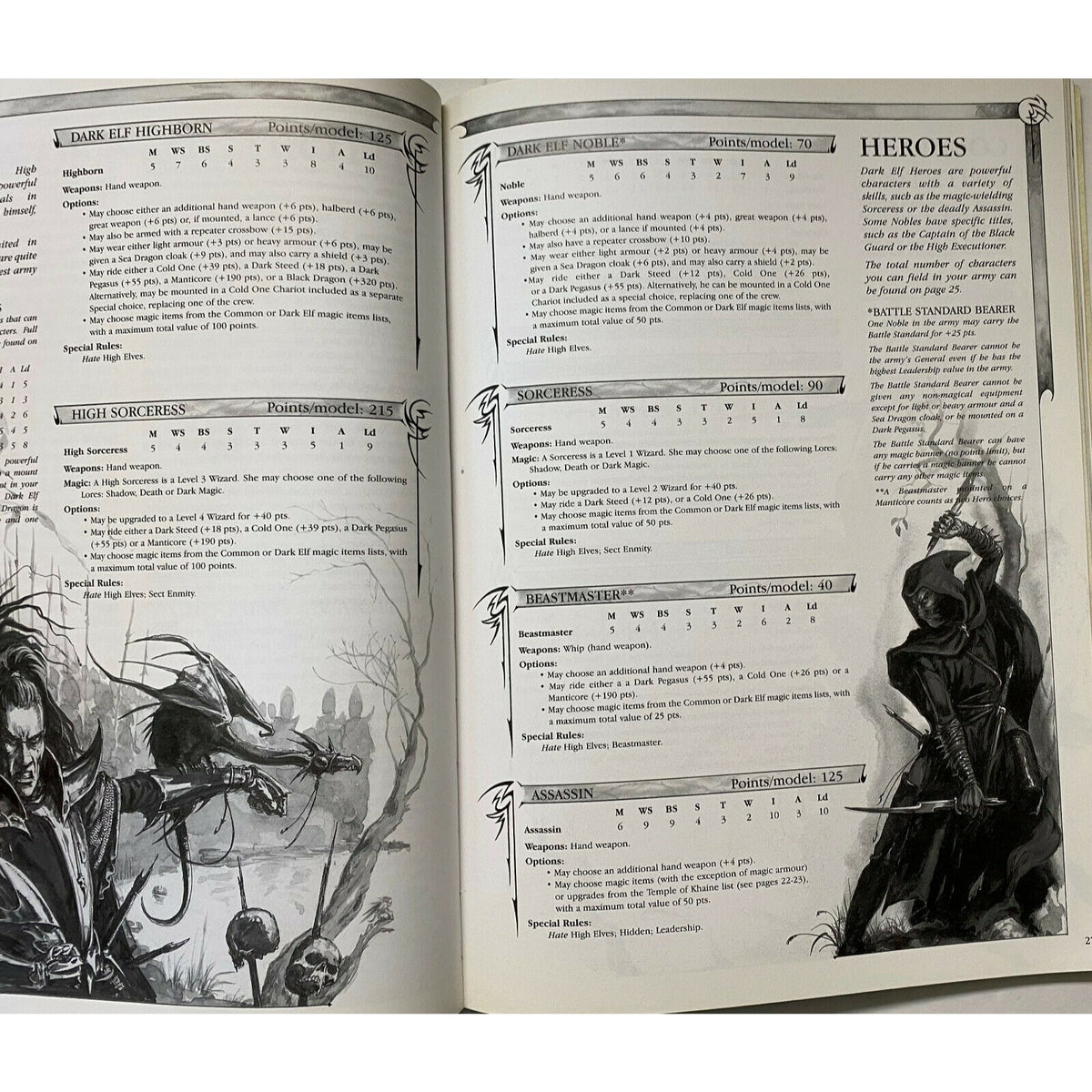 Warhammer Dark Elves Armies Supplement Games Workshop 2001 80 Pages UK Edition