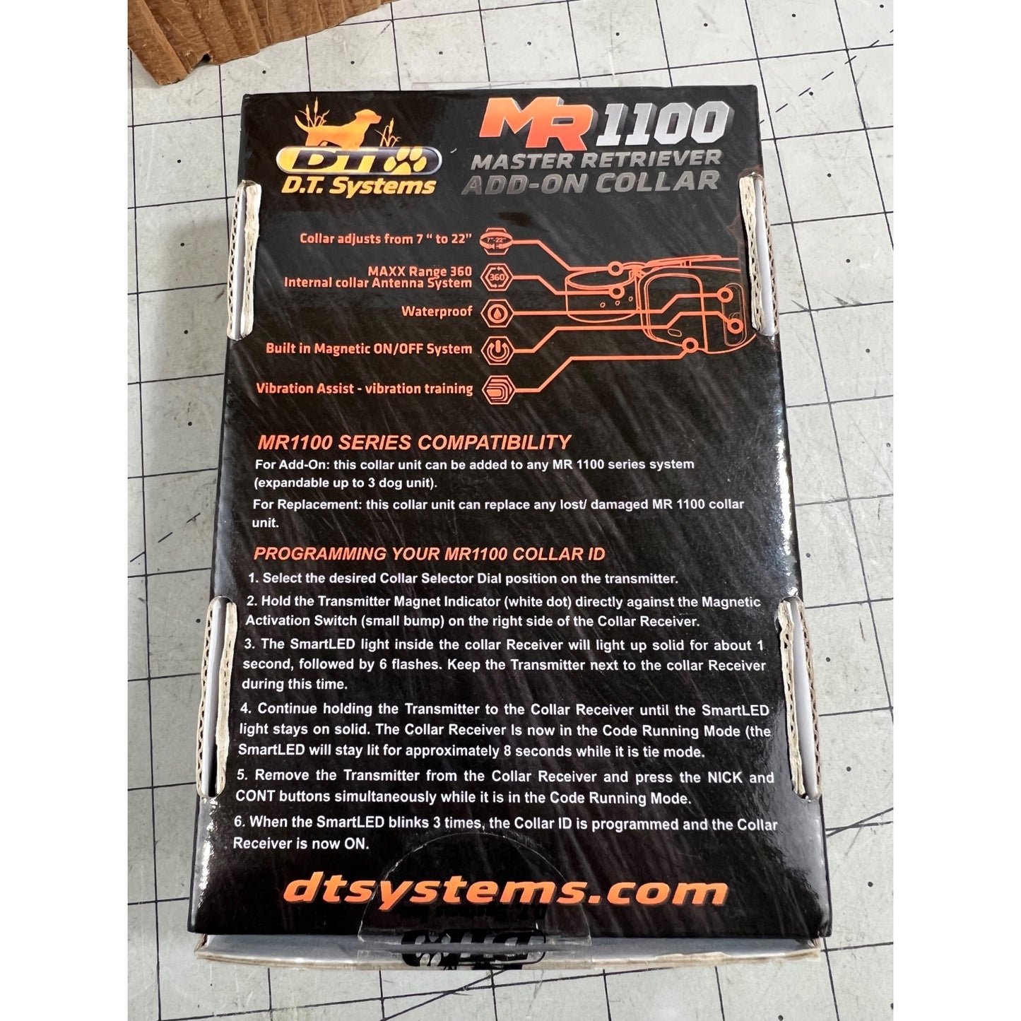 DT Systems MR 1100 Addon Electric Collar - Black - Black 6in - 22in