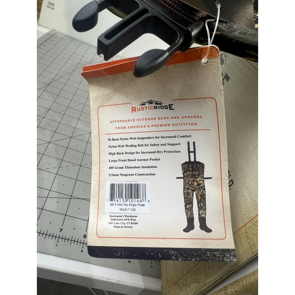 Rustic Ridge Men's 400g 3.5mm Bootfoot Hunting Wader Realtree Max-7 Sz. 10 Stout