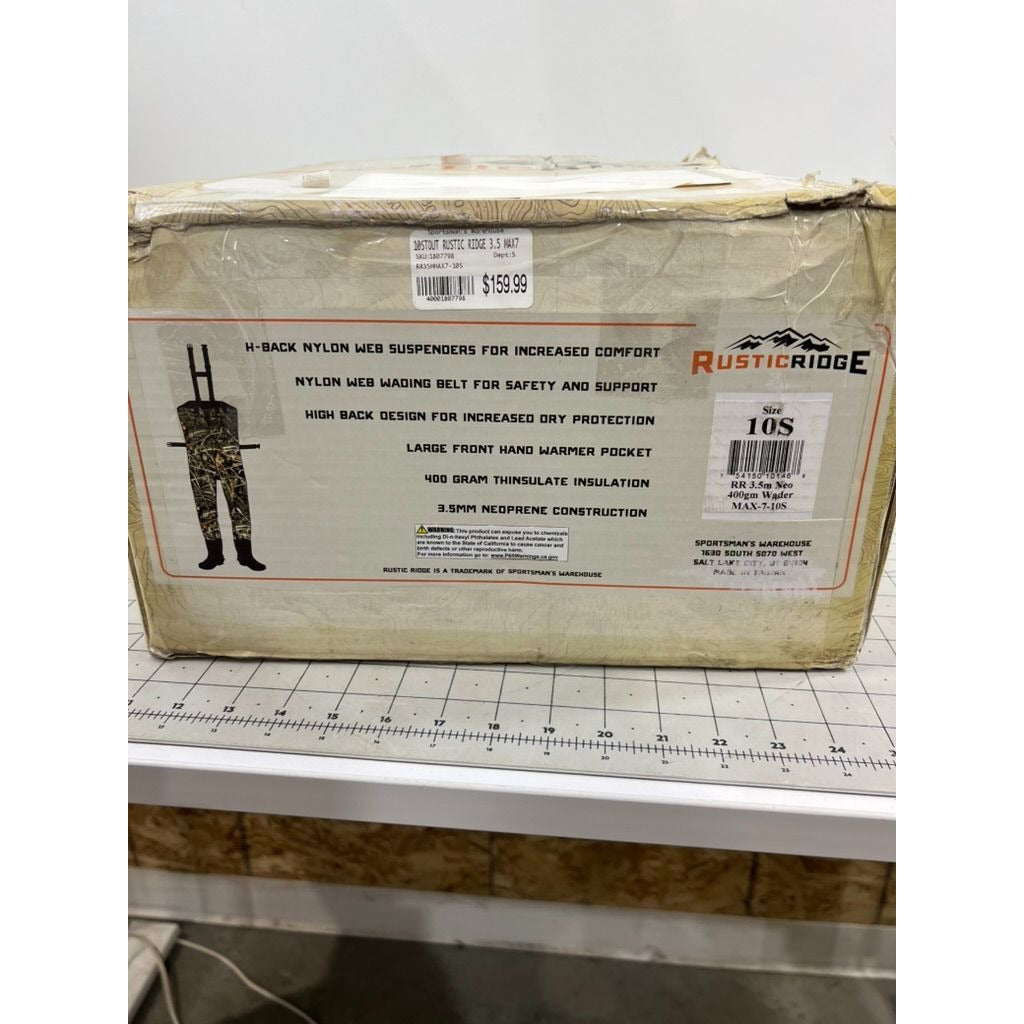 Rustic Ridge Men's 400g 3.5mm Bootfoot Hunting Wader Realtree Max-7 Sz. 10 Stout
