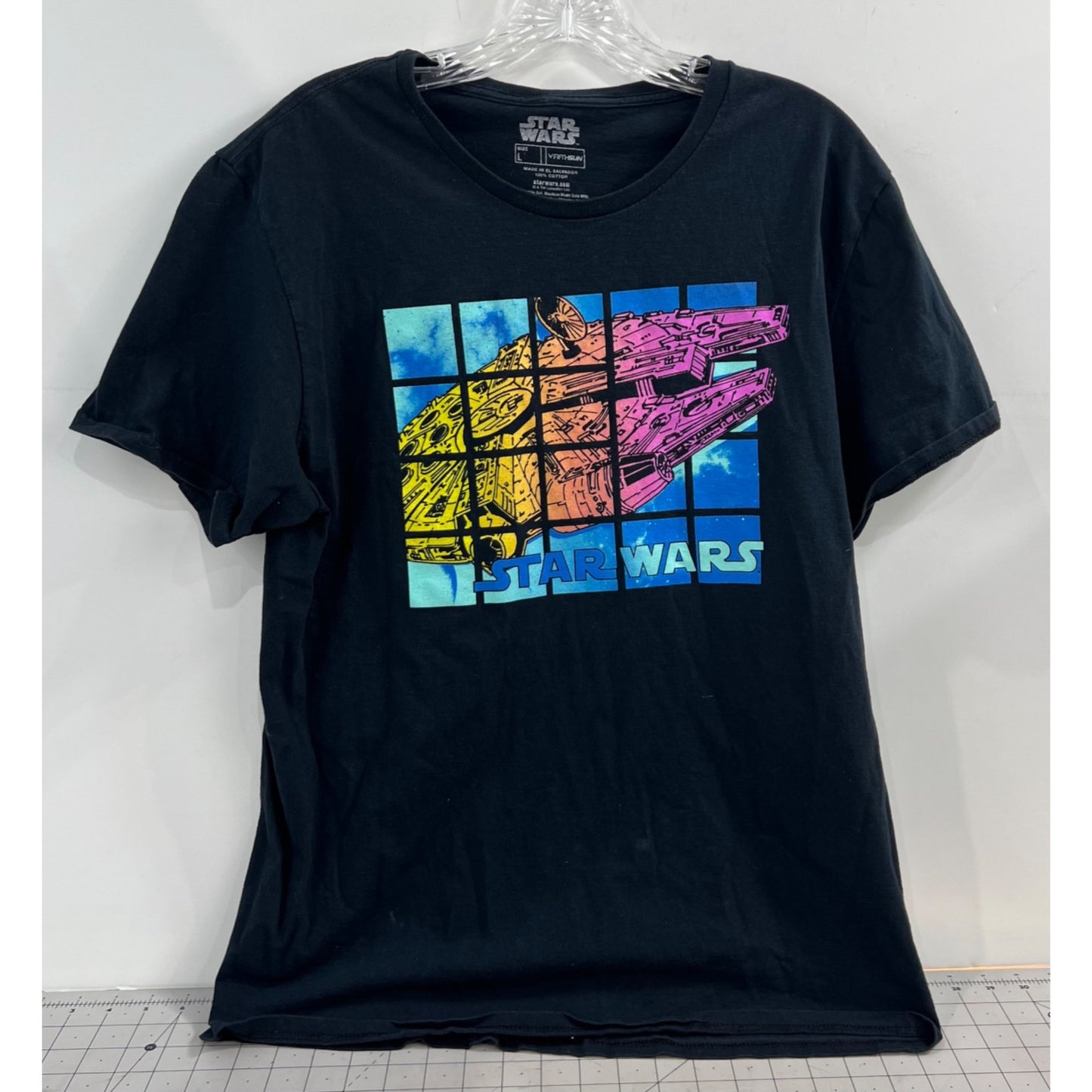 Star Wars Millennium Falcon Colorblock Graphic T-Shirt Men’s Large Black Cotton