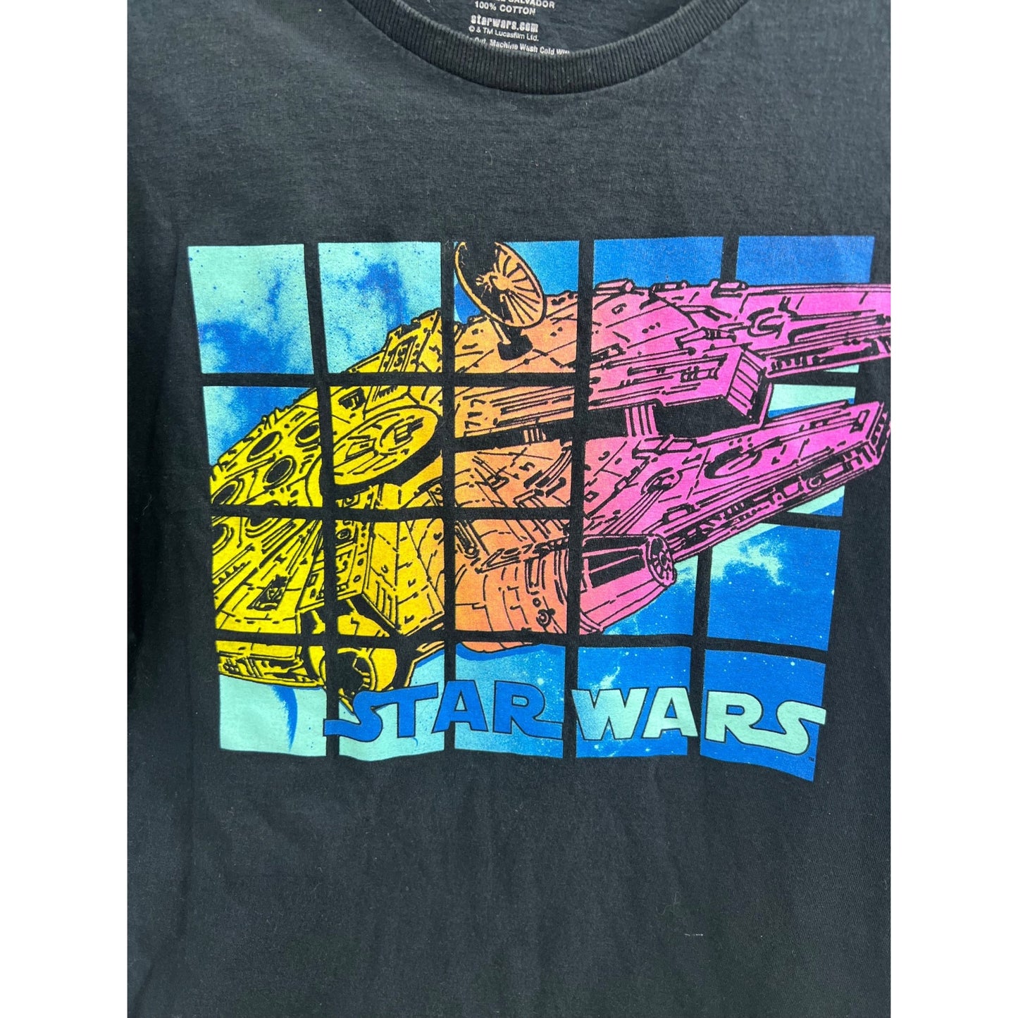 Star Wars Millennium Falcon Colorblock Graphic T-Shirt Men’s Large Black Cotton