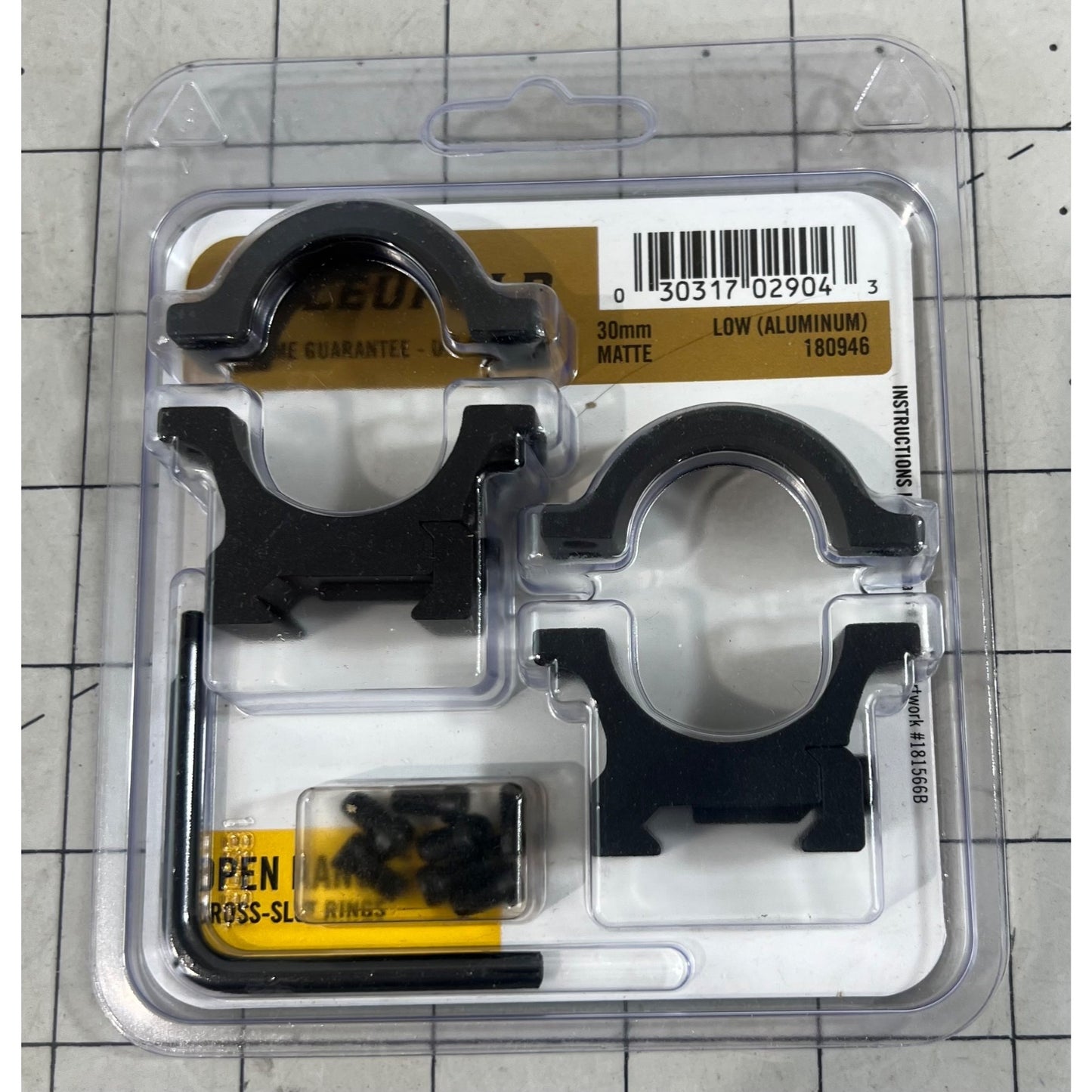 Leupold Open Range Cross-Slot Rings, 30mm Low Aluminum  Matte Black 180946