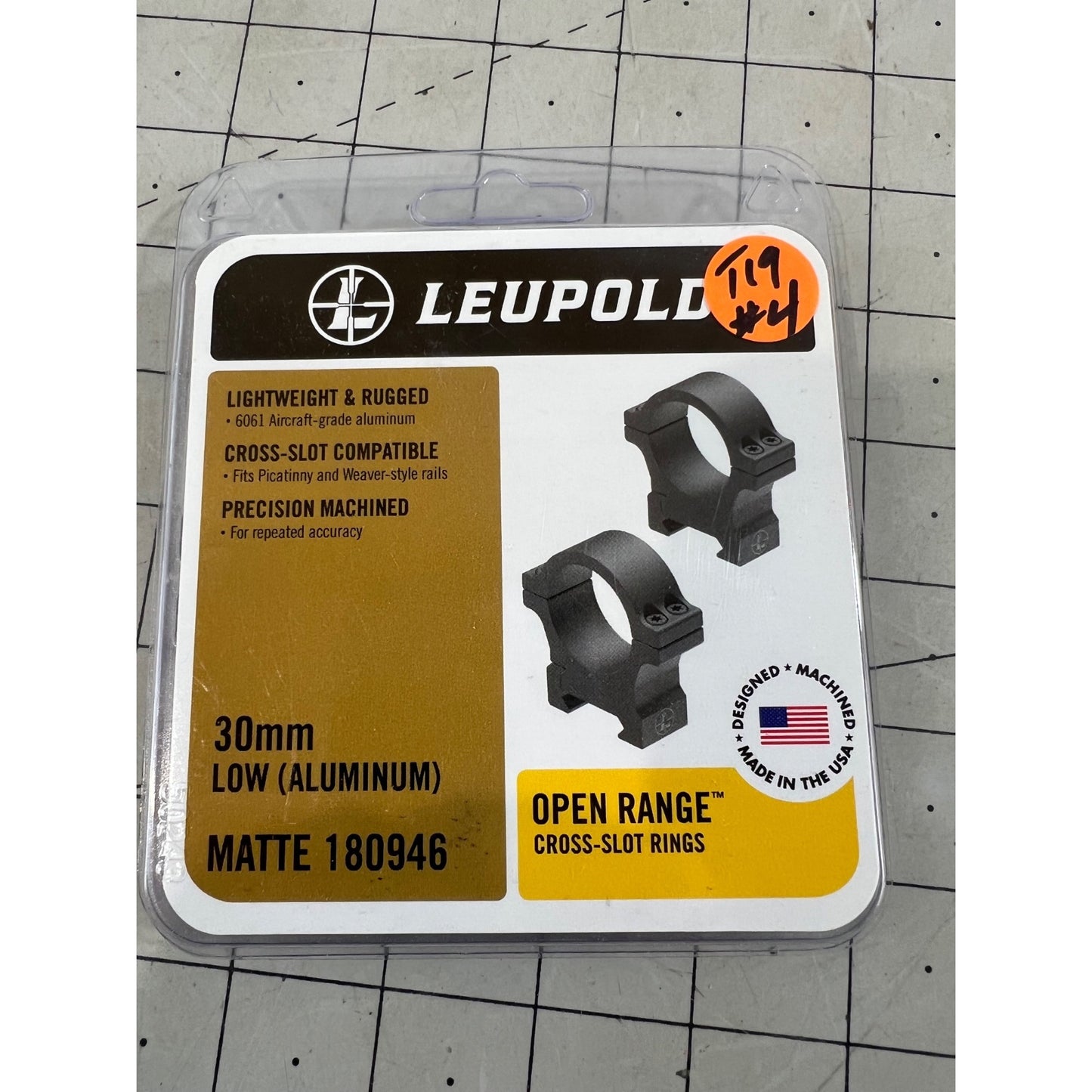 Leupold Open Range Cross-Slot Rings, 30mm Low Aluminum  Matte Black 180946