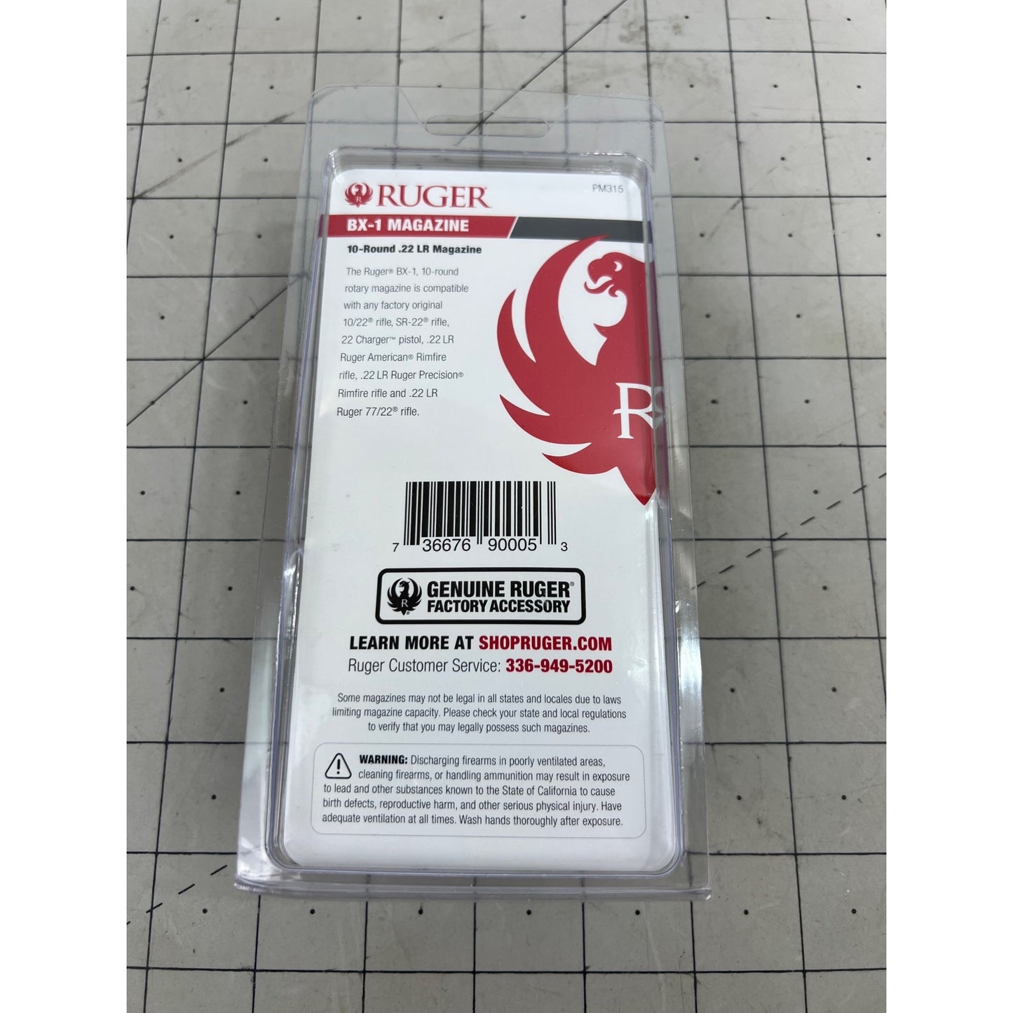 Ruger .22 LR 10-Round Rotary Magazine, Black, BX-1-10RD New