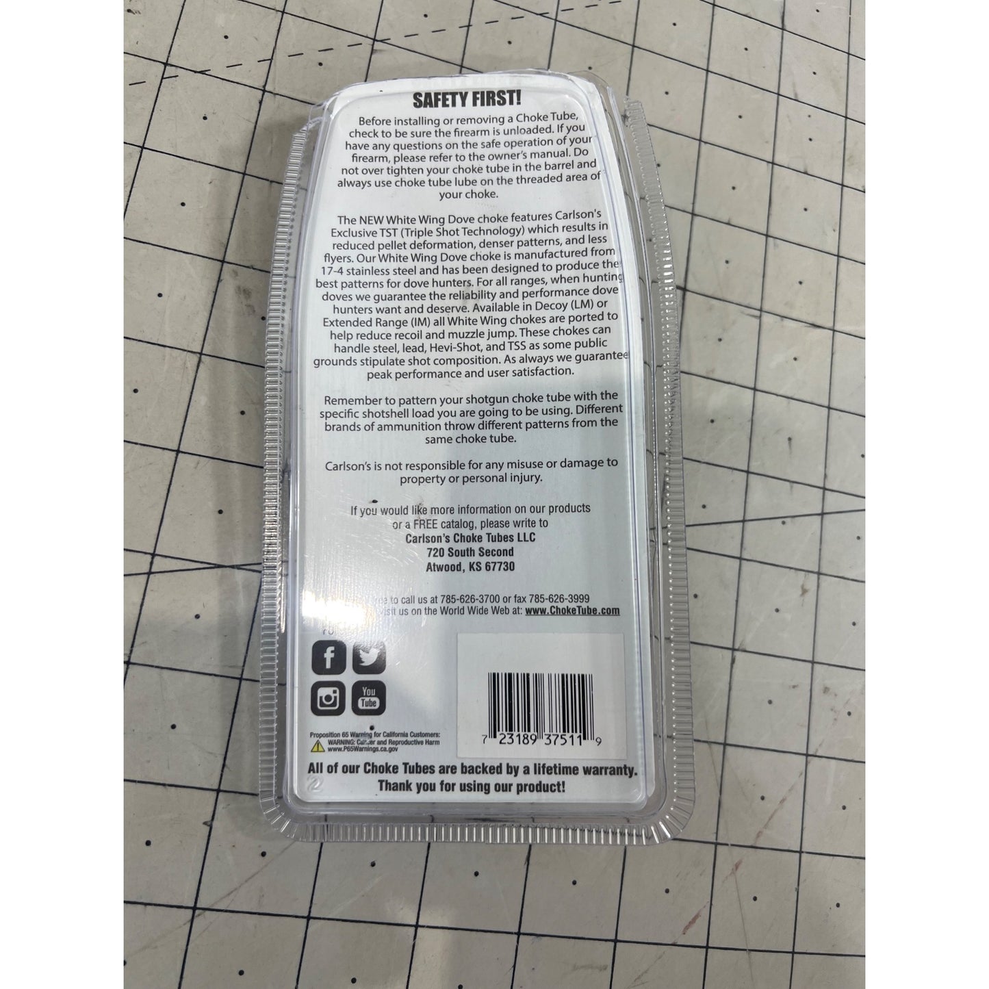 Carlsons White Wing Dove 12ga Remington Pro Bore IM Choke Tube - Black
