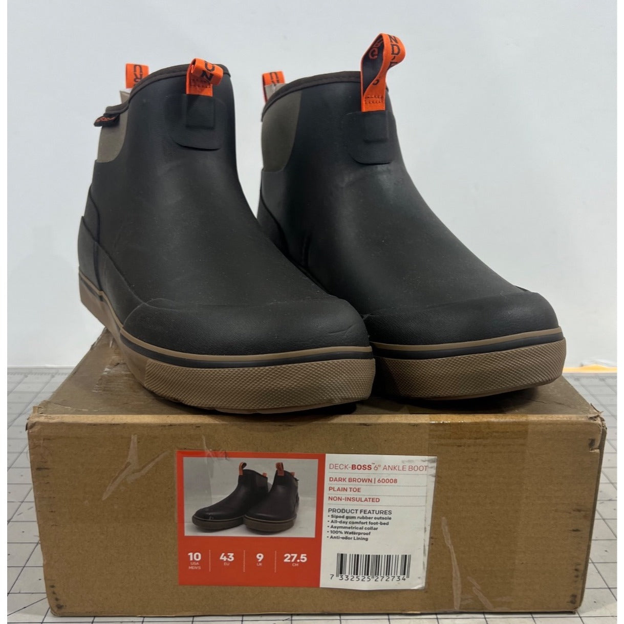 Grundens Deck-Boss 6" Mens Ankle Boots Brown Waterproof Non-Insulated Sz. 10