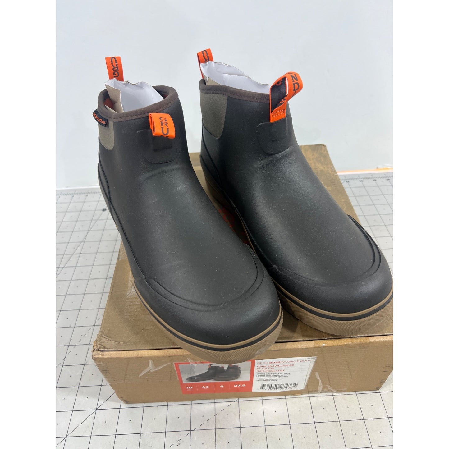 Grundens Deck-Boss 6" Mens Ankle Boots Brown Waterproof Non-Insulated Sz. 10
