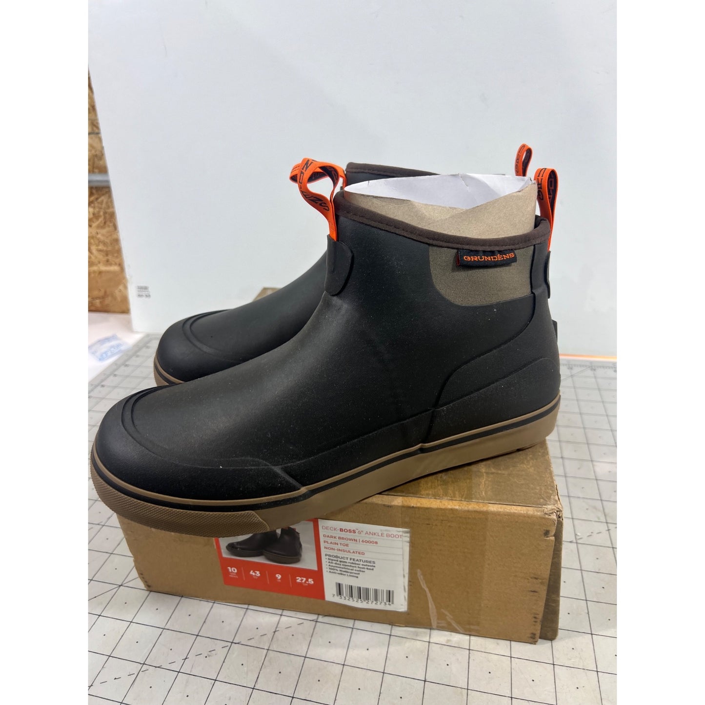 Grundens Deck-Boss 6" Mens Ankle Boots Brown Waterproof Non-Insulated Sz. 10