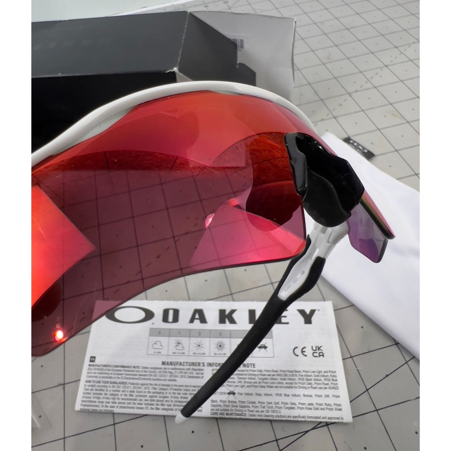 Oakley Youth Radar EV XS Path Sunglasses in White/Prizm Field