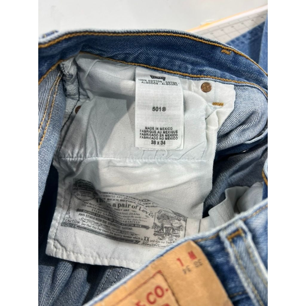Levi’s 501 Men’s Blue Denim Jeans W38 L34 Straight Fit Classic Button Fly 36x31