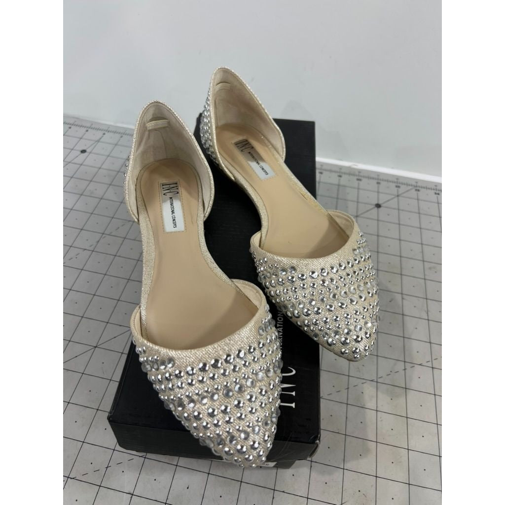 INC International Concepts Crescente 2 Sz. 7.5 Pearl Gold Flats ~~minty~~