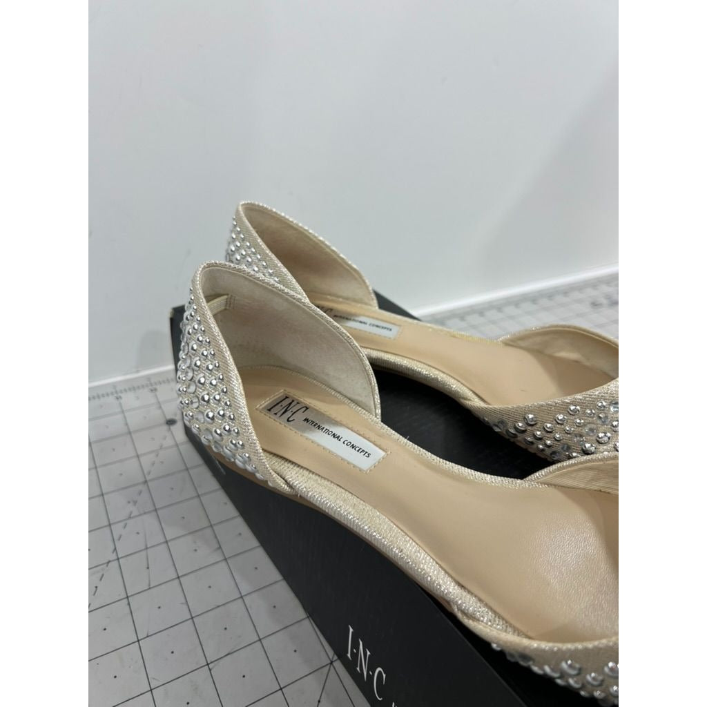 INC International Concepts Crescente 2 Sz. 7.5 Pearl Gold Flats ~~minty~~