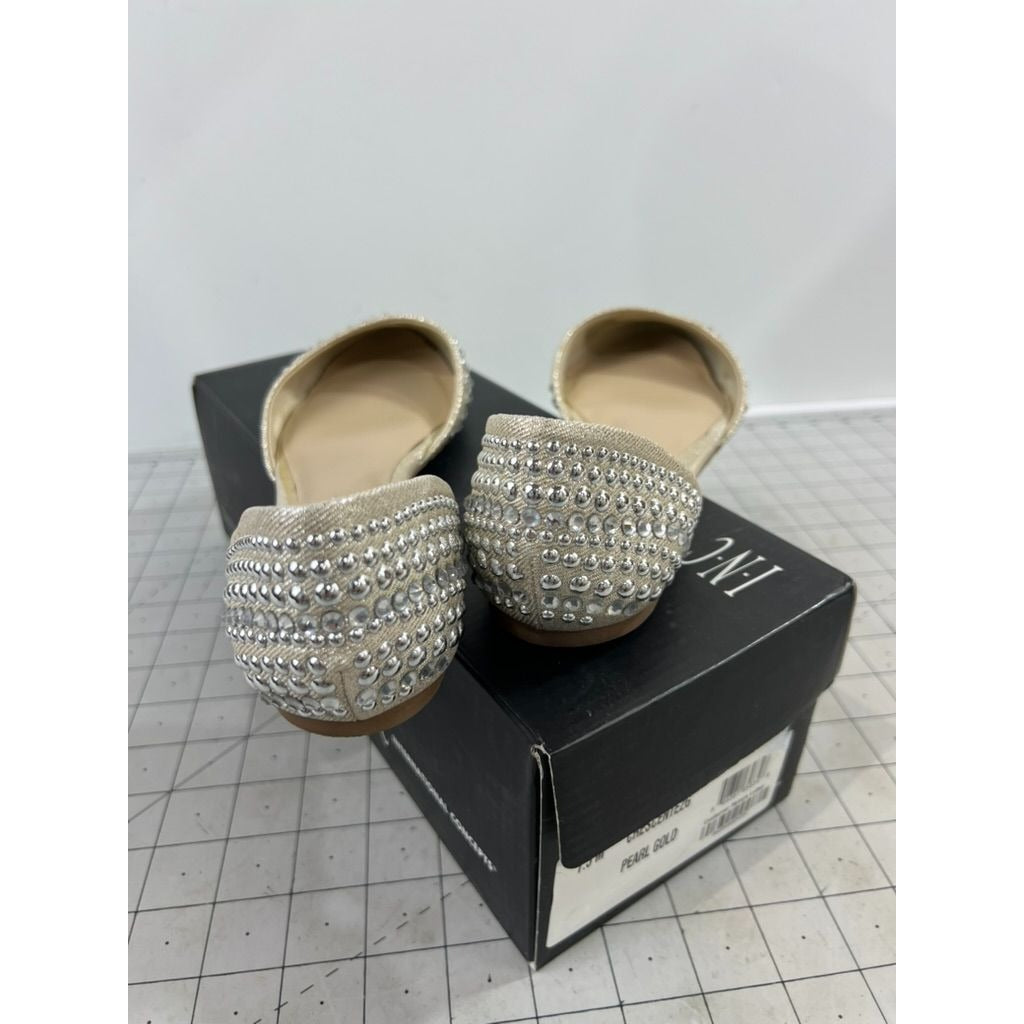 INC International Concepts Crescente 2 Sz. 7.5 Pearl Gold Flats ~~minty~~