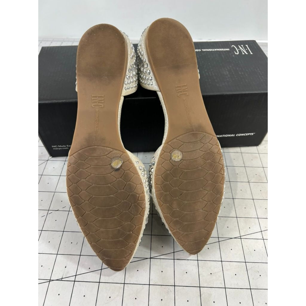INC International Concepts Crescente 2 Sz. 7.5 Pearl Gold Flats ~~minty~~