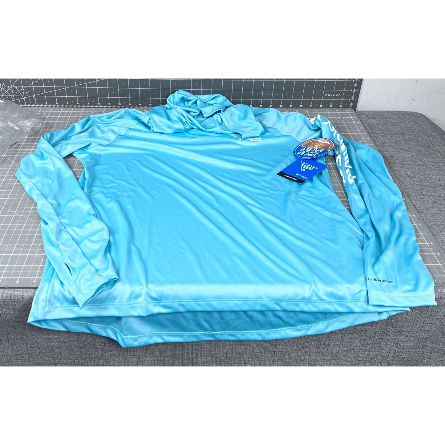 Columbia Womens Tidal Tee Hoodie XL Clear Blue Omni-Wick UPF 50 Sun Protection Long Sleeve Lightweight Activewear
