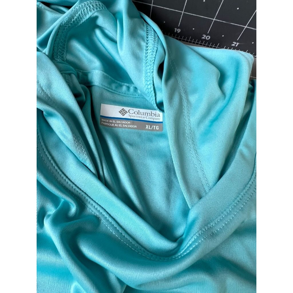 Columbia Womens Tidal Tee Hoodie XL Clear Blue Omni-Wick UPF 50 Sun Protection Long Sleeve Lightweight Activewear