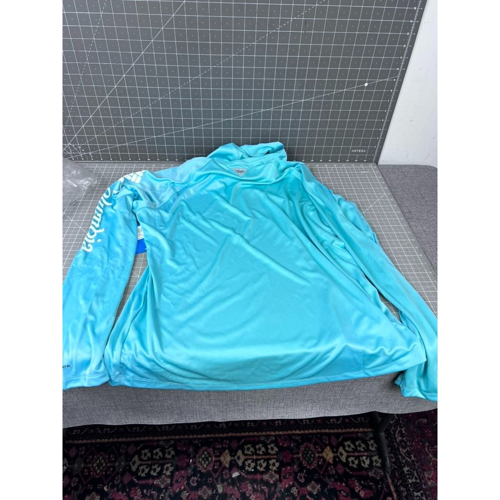 Columbia Womens Tidal Tee Hoodie XL Clear Blue Omni-Wick UPF 50 Sun Protection Long Sleeve Lightweight Activewear