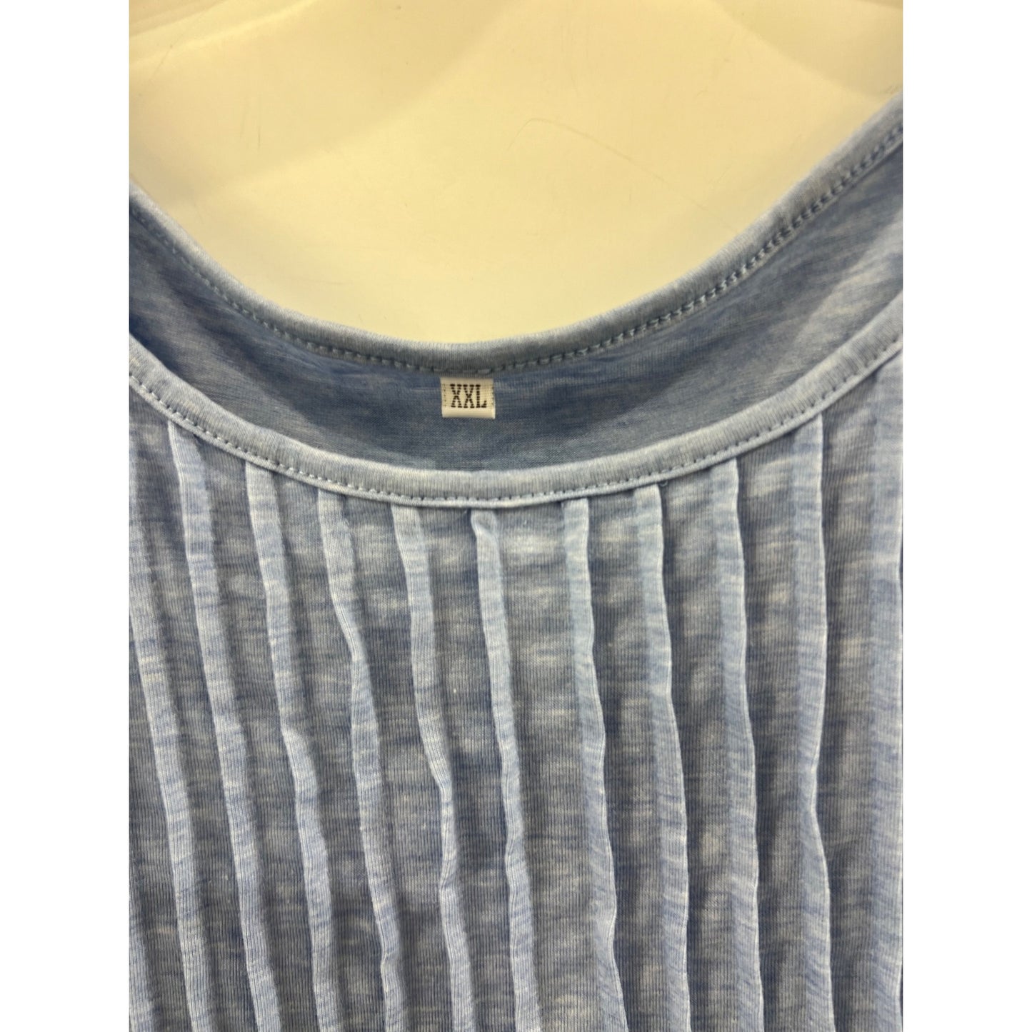 Ficerd Women’s Blue Long Sleeve Pleated Top XXL Lightweight Rayon Blend New