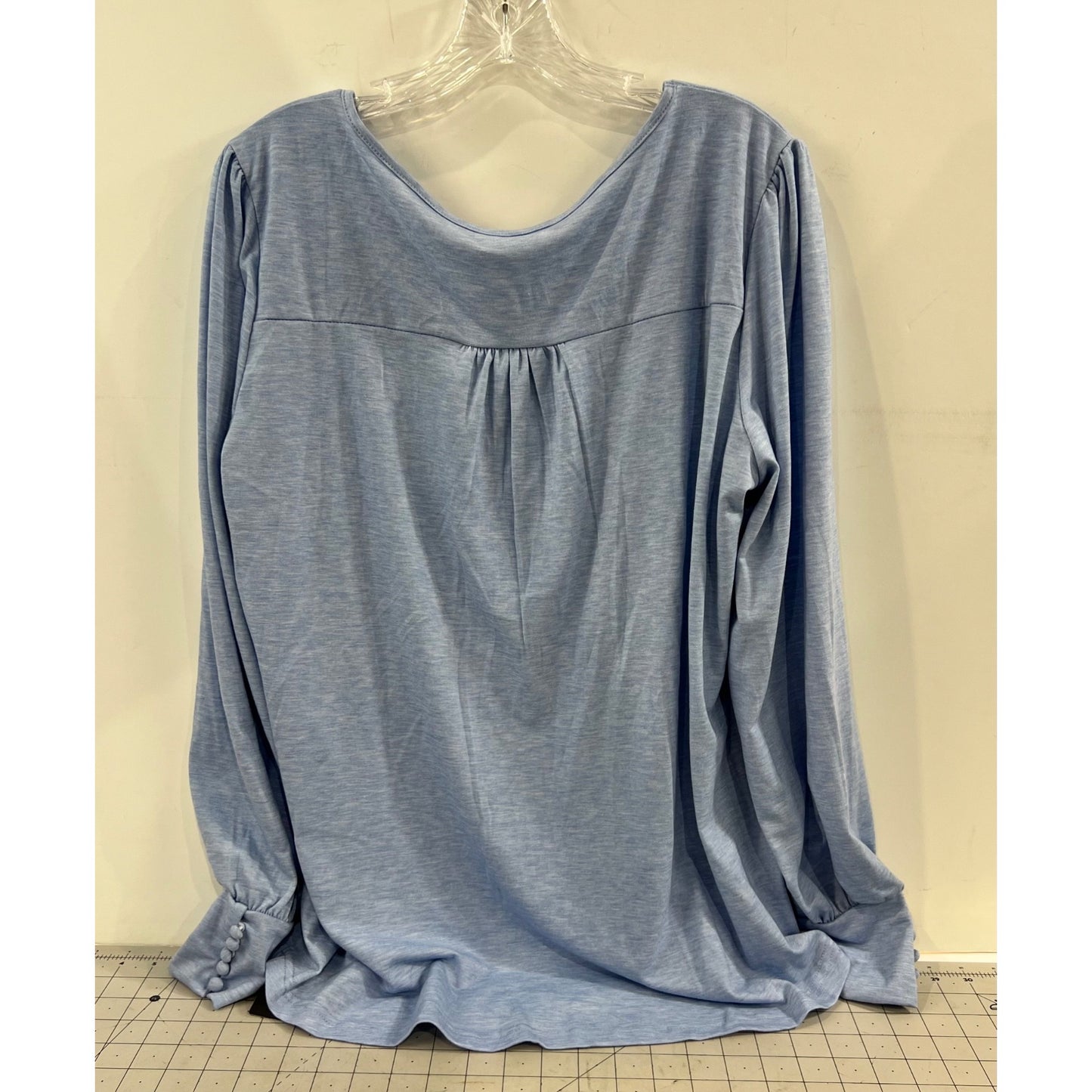 Ficerd Women’s Blue Long Sleeve Pleated Top XXL Lightweight Rayon Blend New