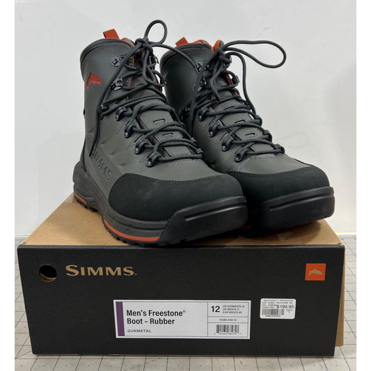 Men's Simms Freestone Rubber Soles Fly Fishing Wading Boots Sz. 12 Gunmetal NEW
