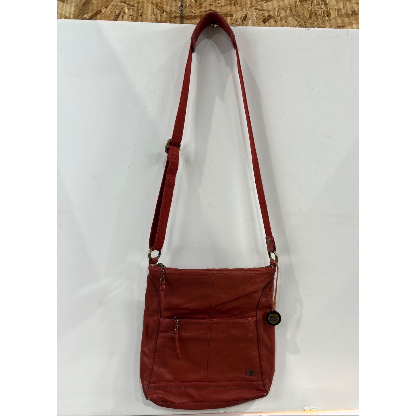 The Sak Leather Crossbody Bag Adjustable Strap & Front Zipper Pocket Lined