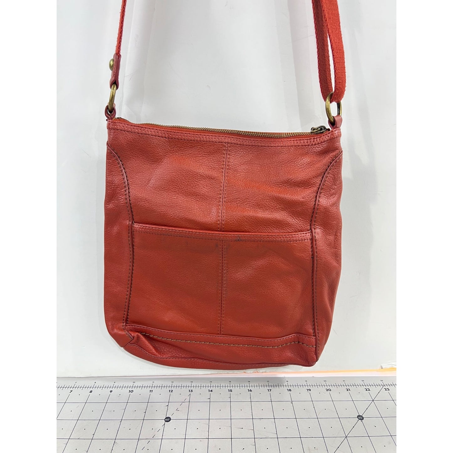 The Sak Leather Crossbody Bag Adjustable Strap & Front Zipper Pocket Lined