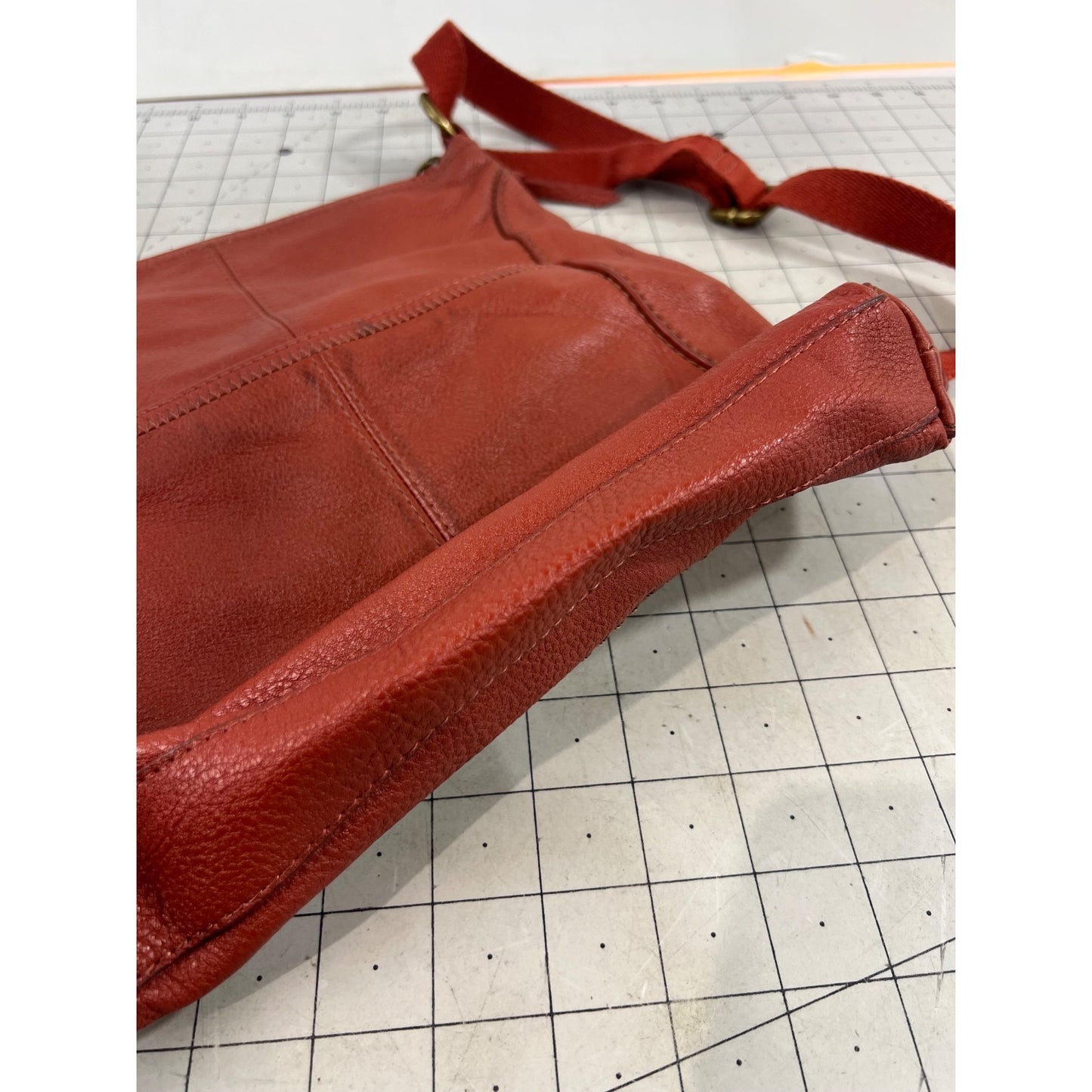 The Sak Leather Crossbody Bag Adjustable Strap & Front Zipper Pocket Lined