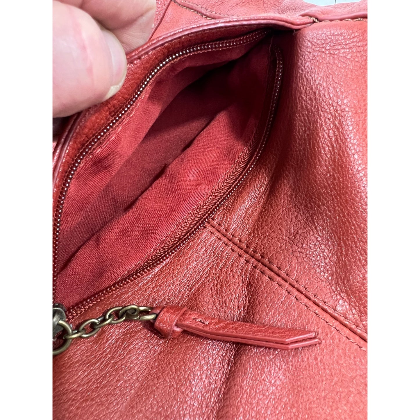 The Sak Leather Crossbody Bag Adjustable Strap & Front Zipper Pocket Lined