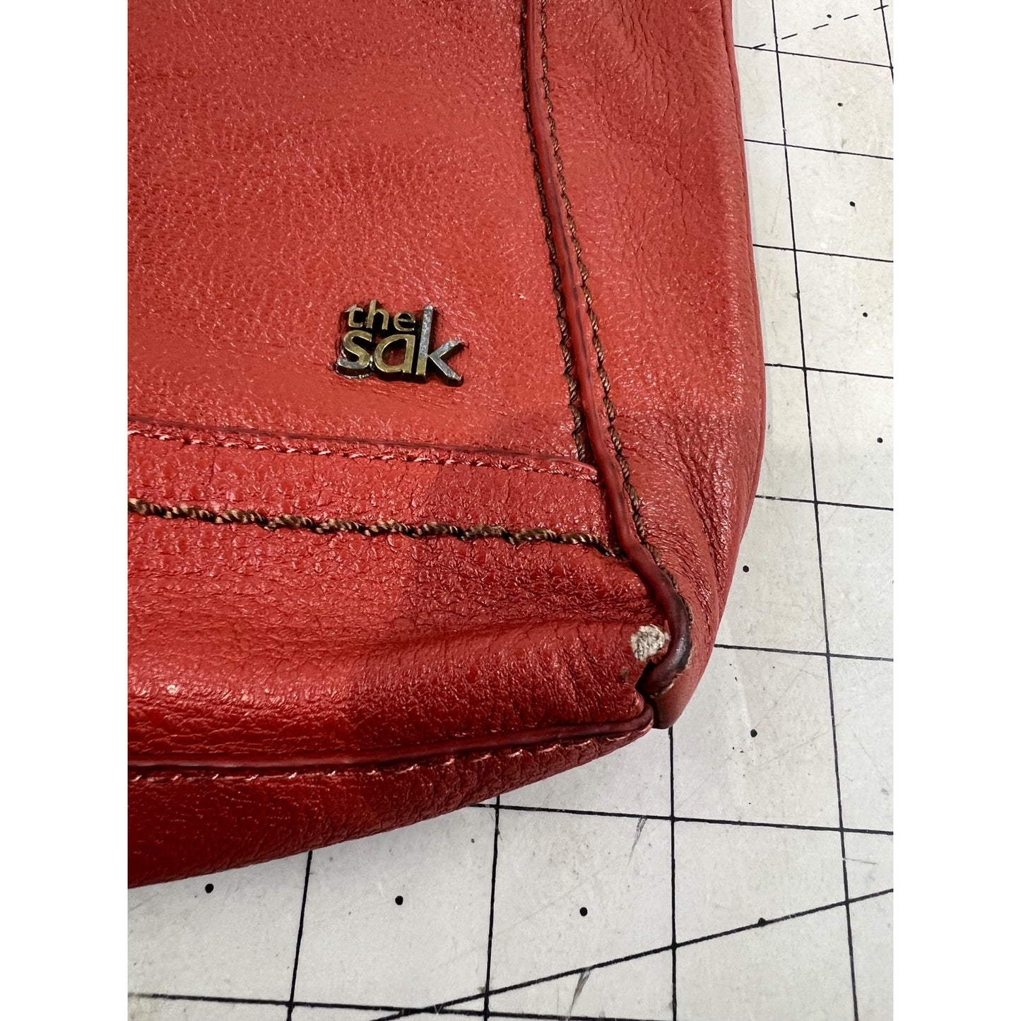 The Sak Leather Crossbody Bag Adjustable Strap & Front Zipper Pocket Lined