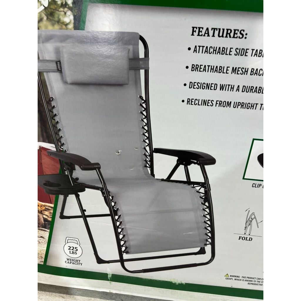 Sportsman's Warehouse Mesh XL Zero Gravity Lounger with Side Table - Gray XL