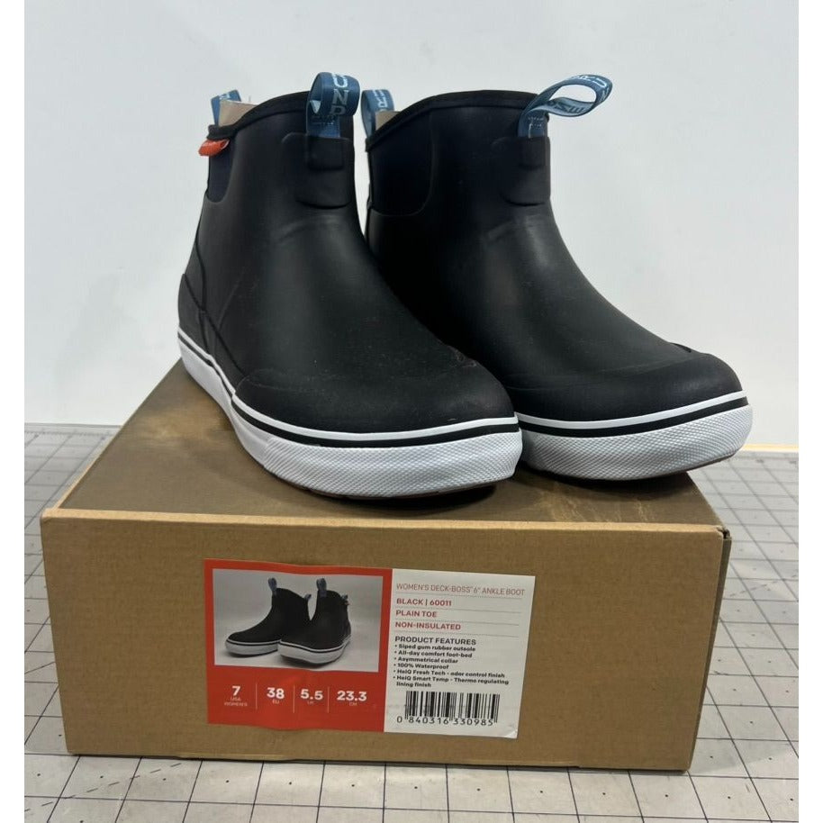 Grundéns Womens Deck-Boss 6" Boots Black Rubber Non-Insulated Waterproof Sz. 7