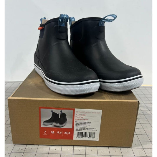 Grundéns Womens Deck-Boss 6" Boots Black Rubber Non-Insulated Waterproof Sz. 7