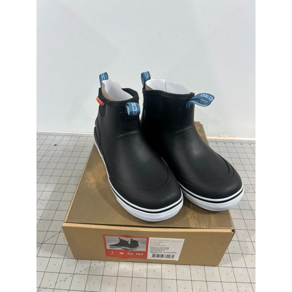 Grundéns Womens Deck-Boss 6" Boots Black Rubber Non-Insulated Waterproof Sz. 7