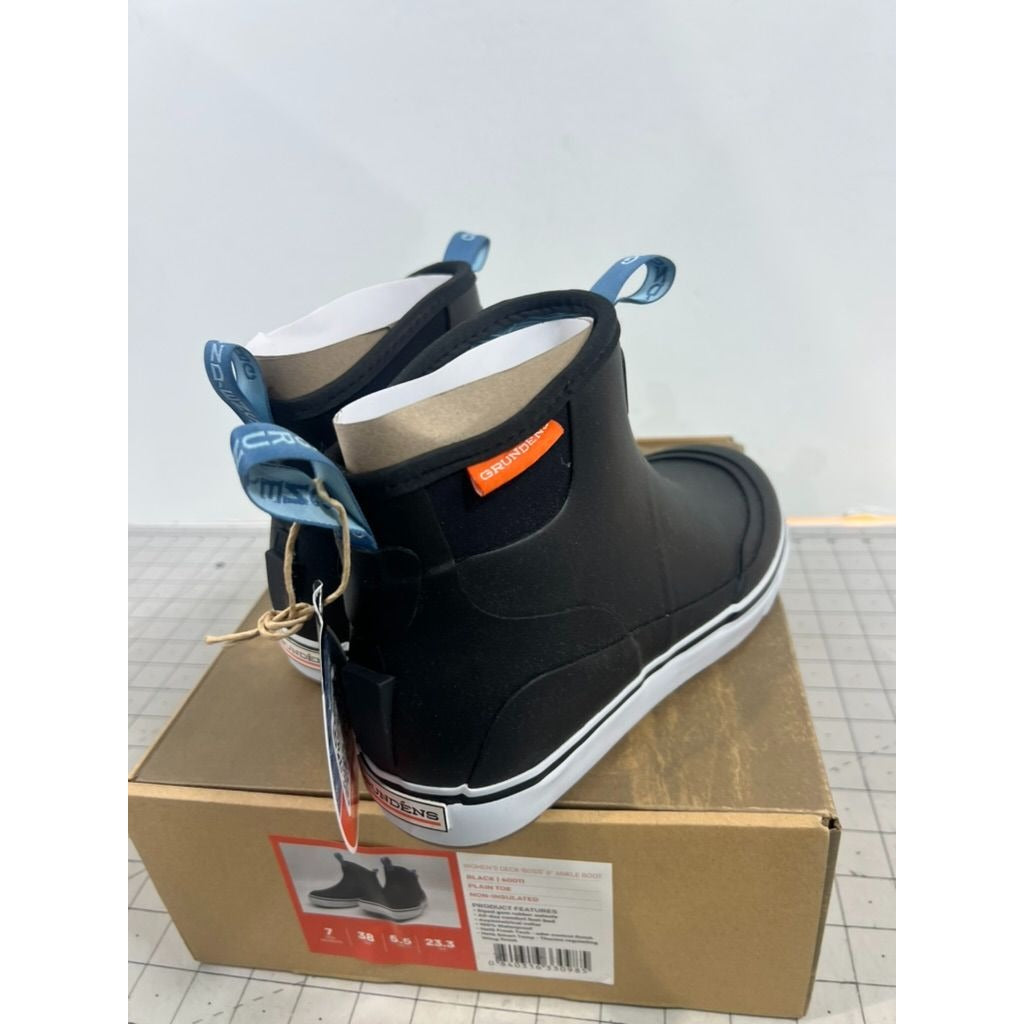 Grundéns Womens Deck-Boss 6" Boots Black Rubber Non-Insulated Waterproof Sz. 7