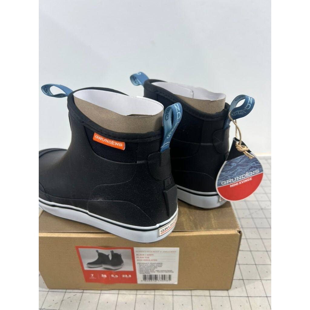 Grundéns Womens Deck-Boss 6" Boots Black Rubber Non-Insulated Waterproof Sz. 7