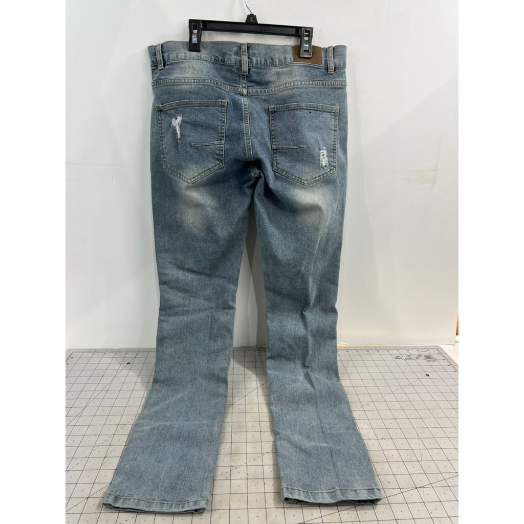 Kayden K Men's Distressed Denim Skinny Jeans Sz. 32 Cotton Blend Ripped Denim