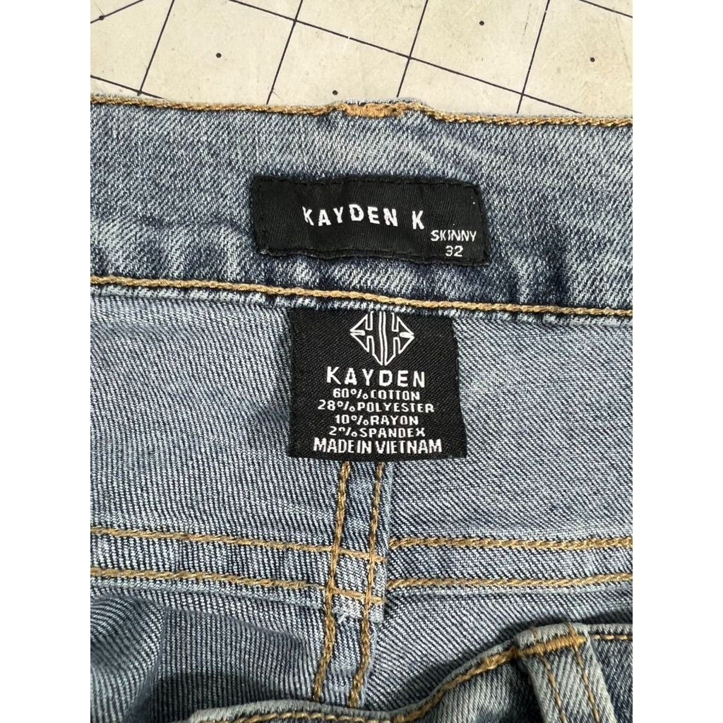 Kayden K Men's Distressed Denim Skinny Jeans Sz. 32 Cotton Blend Ripped Denim