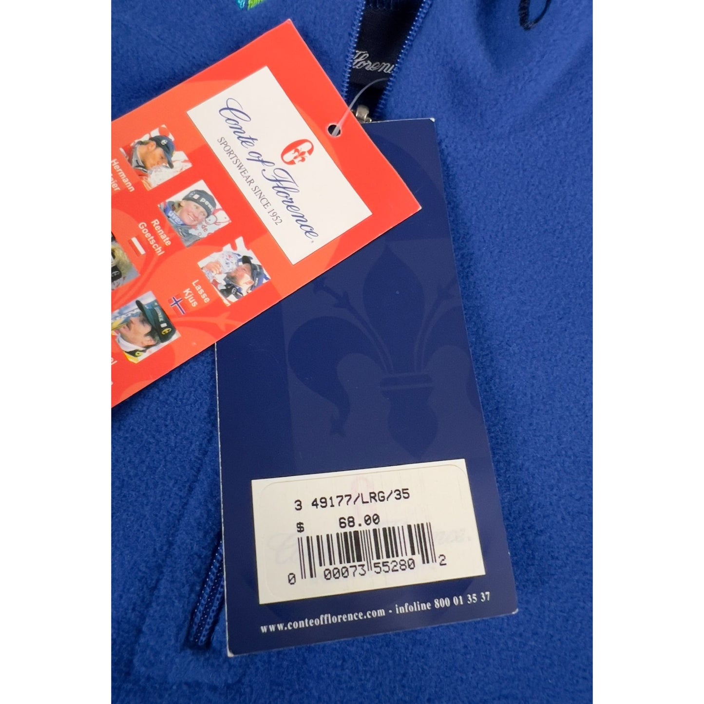 Conte Of Florence Men's Fleece Pullover Mock Neck Top Sz. L Blue "Snowbird"