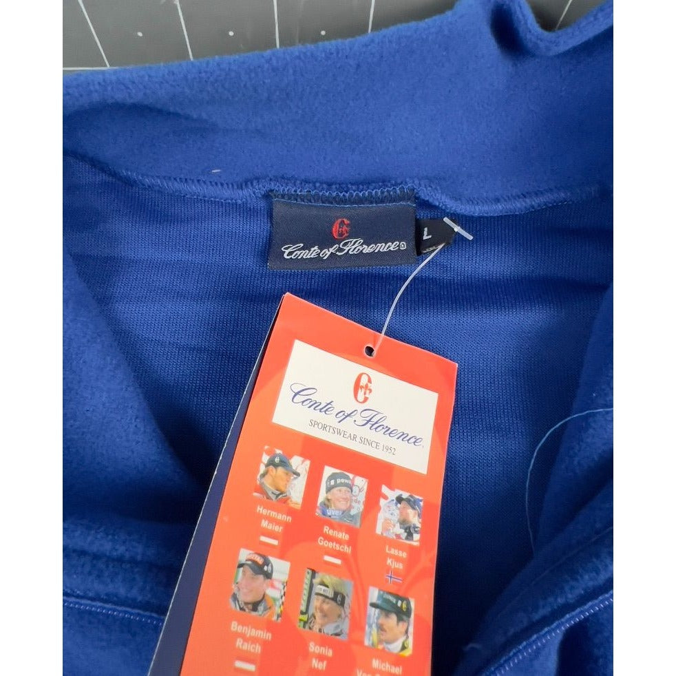 Conte Of Florence Men's Fleece Pullover Mock Neck Top Sz. L Blue "Snowbird"