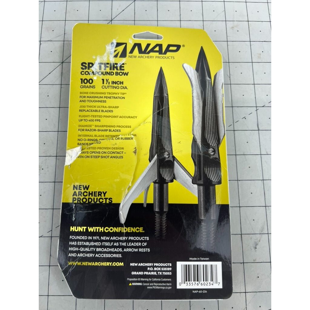 NAP Spitfire 3 Blade Broadheads 3 Pack, 3 Count