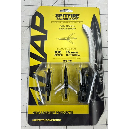 NAP Spitfire 3 Blade Broadheads 3 Pack, 3 Count