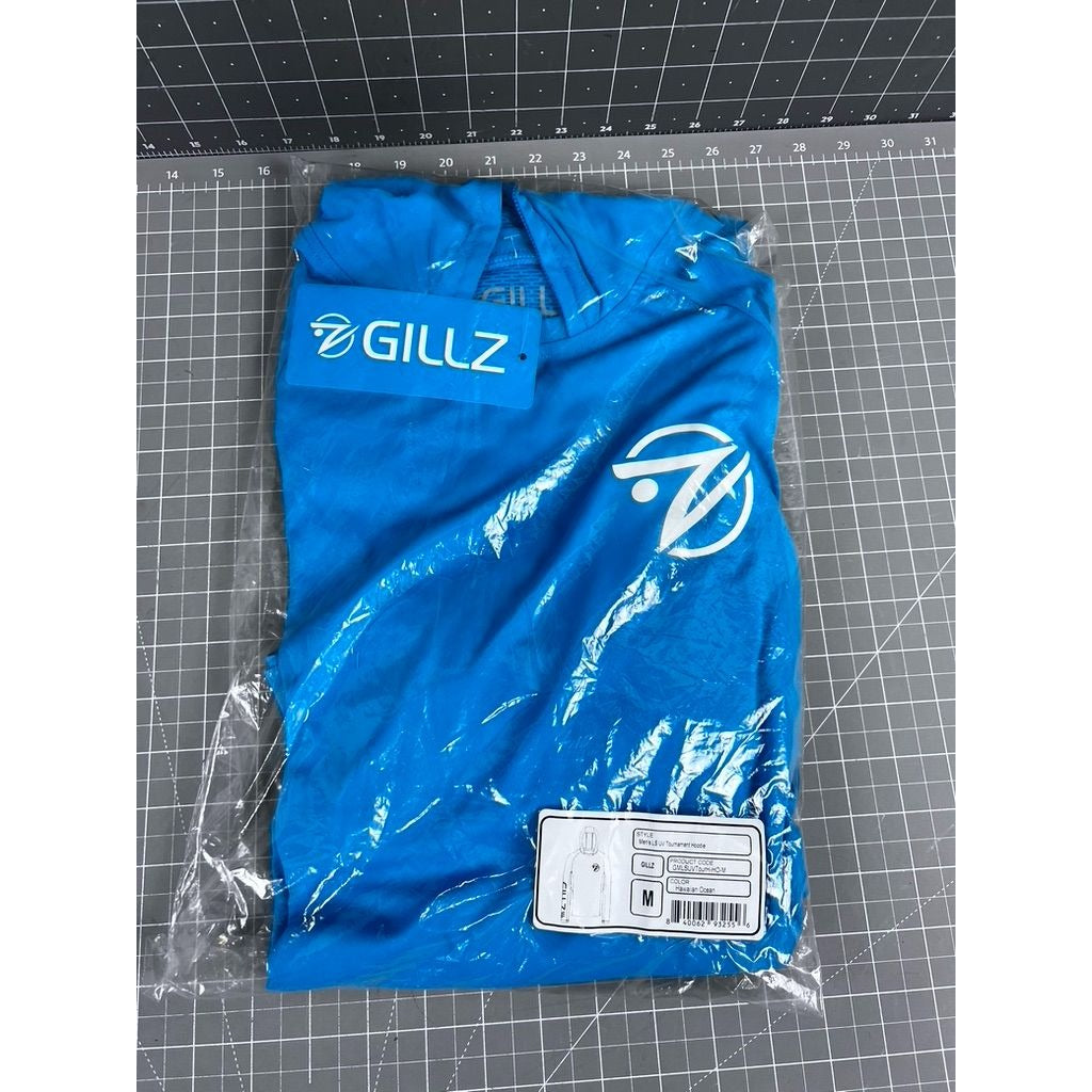 Gillz Men's UV Tournament Hoodie Hawaiian Ocean Blue SZ. M Fishing NEW~~~~