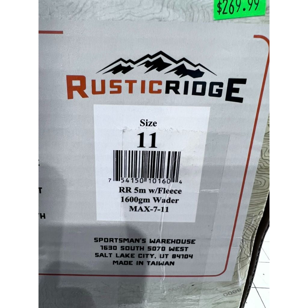Rustic Ridge Neoprene Chest Waders 1600g 3M Thinsulate Insulated Men's Sz. 11