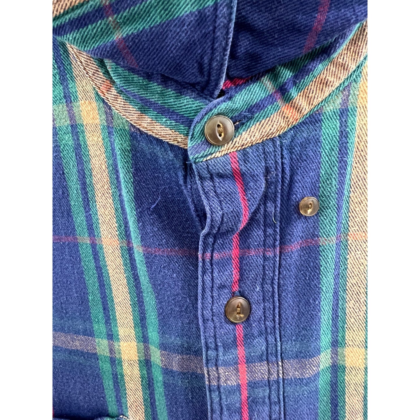 Chaps Ralph Lauren Plaid Button-Up Shirt Blue Green Long Sleeve Mens L