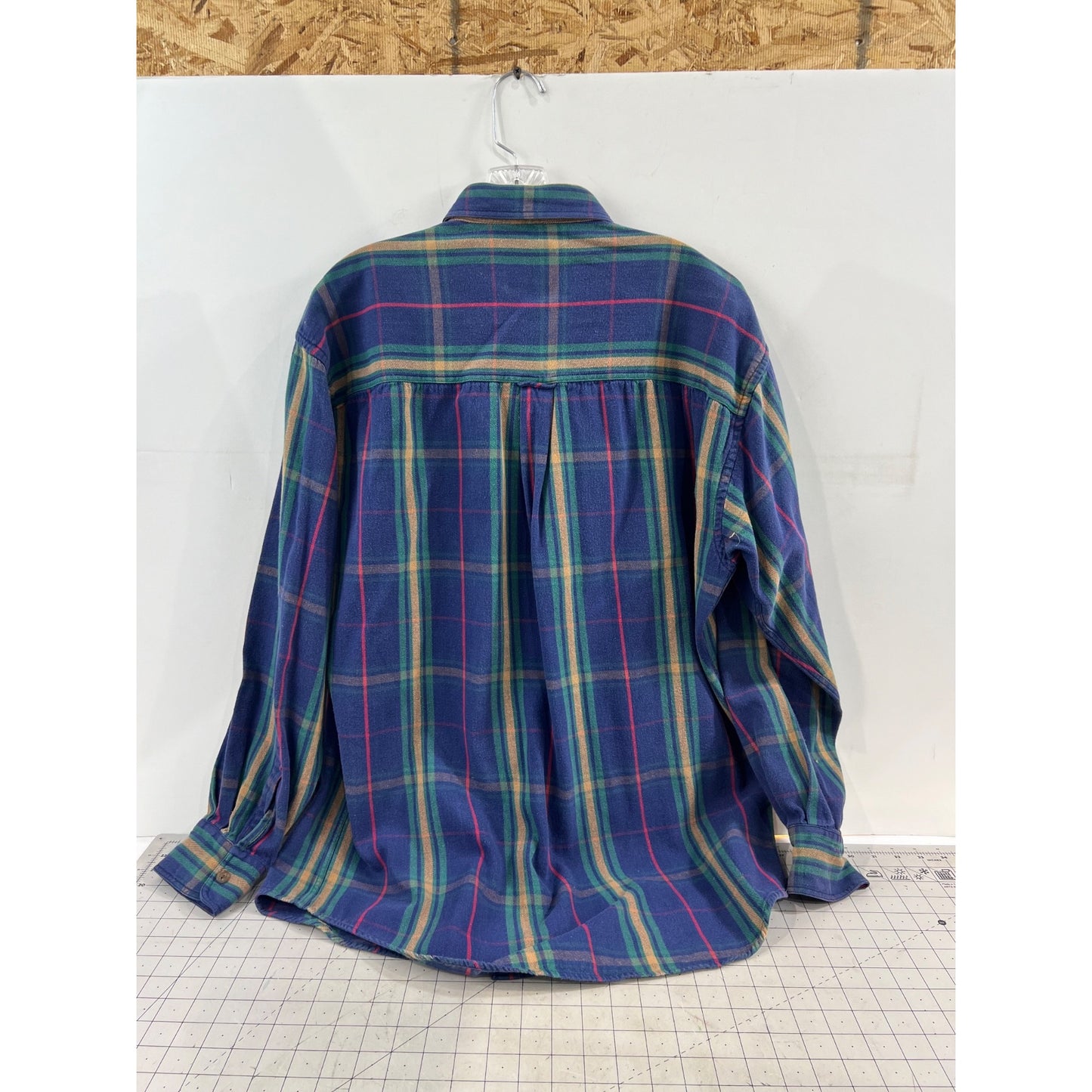 Chaps Ralph Lauren Plaid Button-Up Shirt Blue Green Long Sleeve Mens L