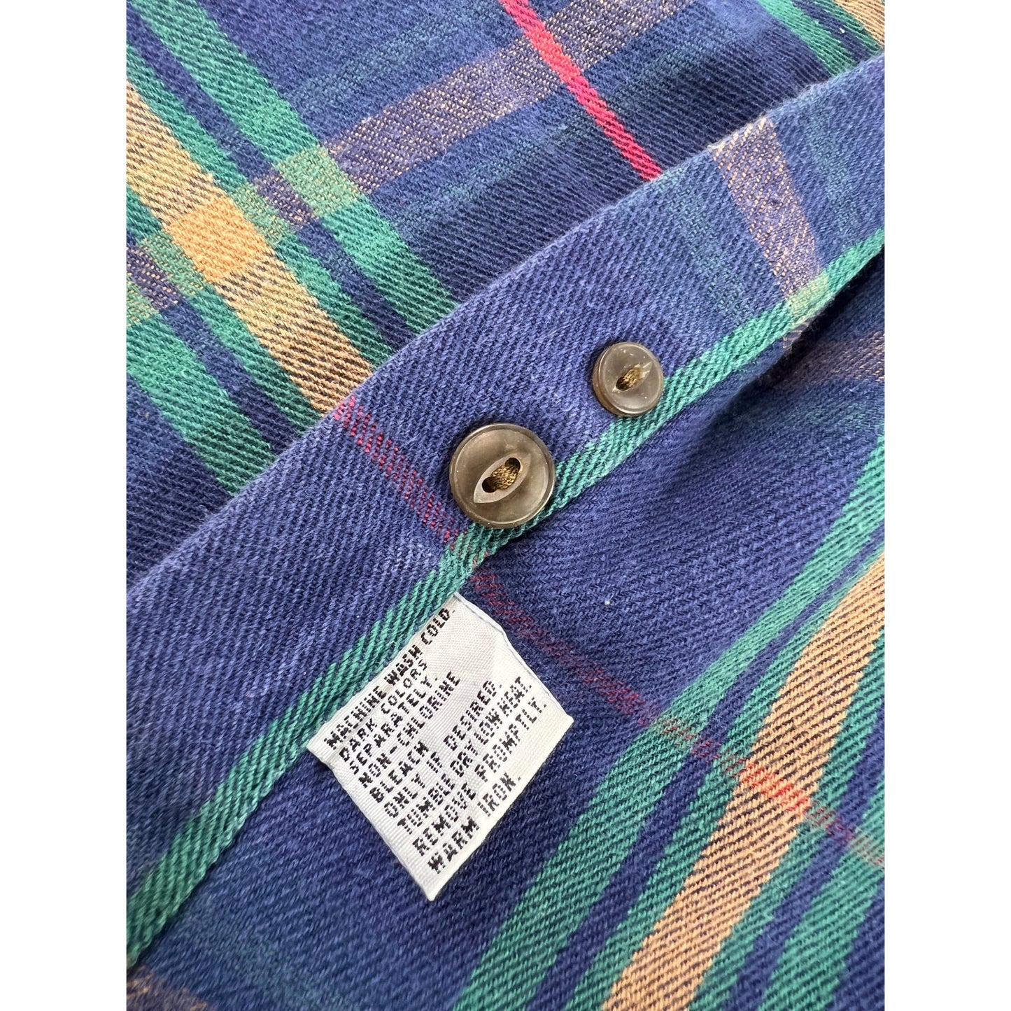 Chaps Ralph Lauren Plaid Button-Up Shirt Blue Green Long Sleeve Mens L