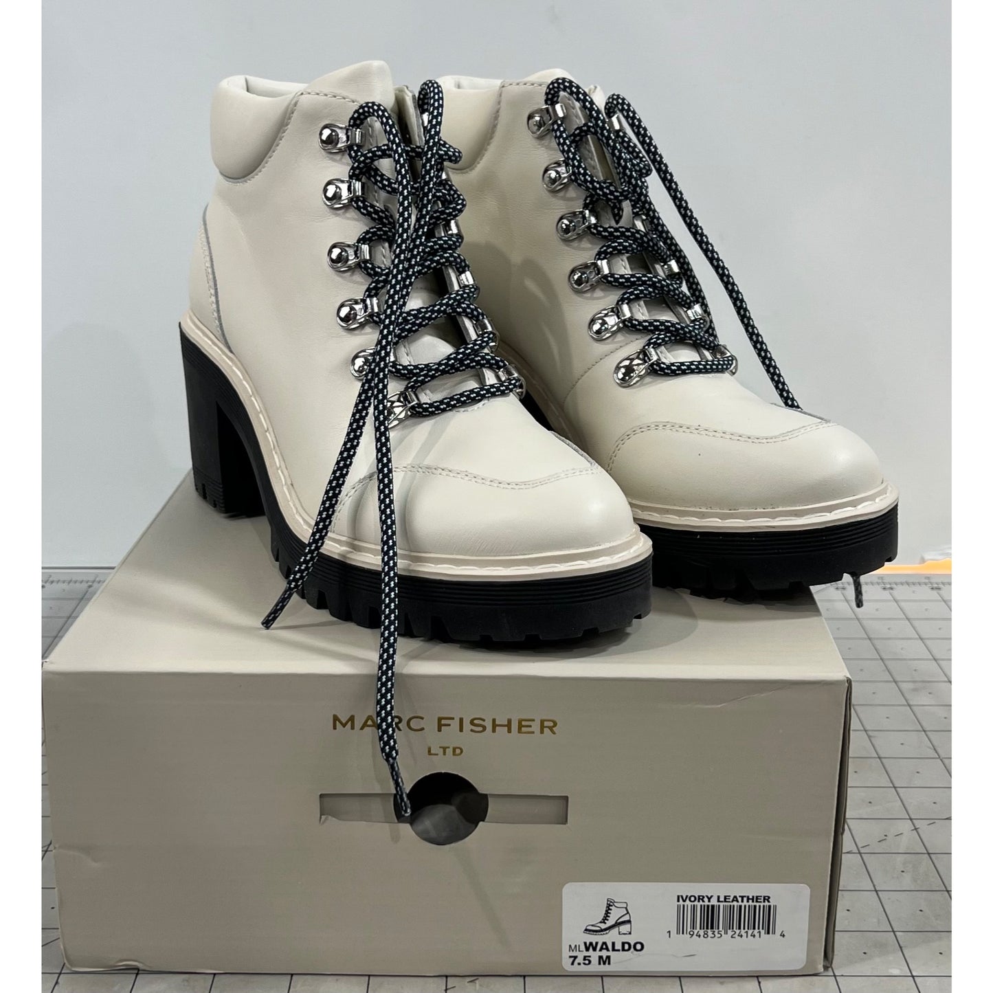 Women's Marc Fisher Ltd Waldo Lace-up Platform Bootie, Size 7.5 M White Lug Sole