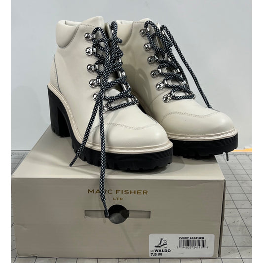Women's Marc Fisher Ltd Waldo Lace-up Platform Bootie, Size 7.5 M White Lug Sole